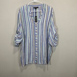 CZ‎ Collection stripe top blue white coastal